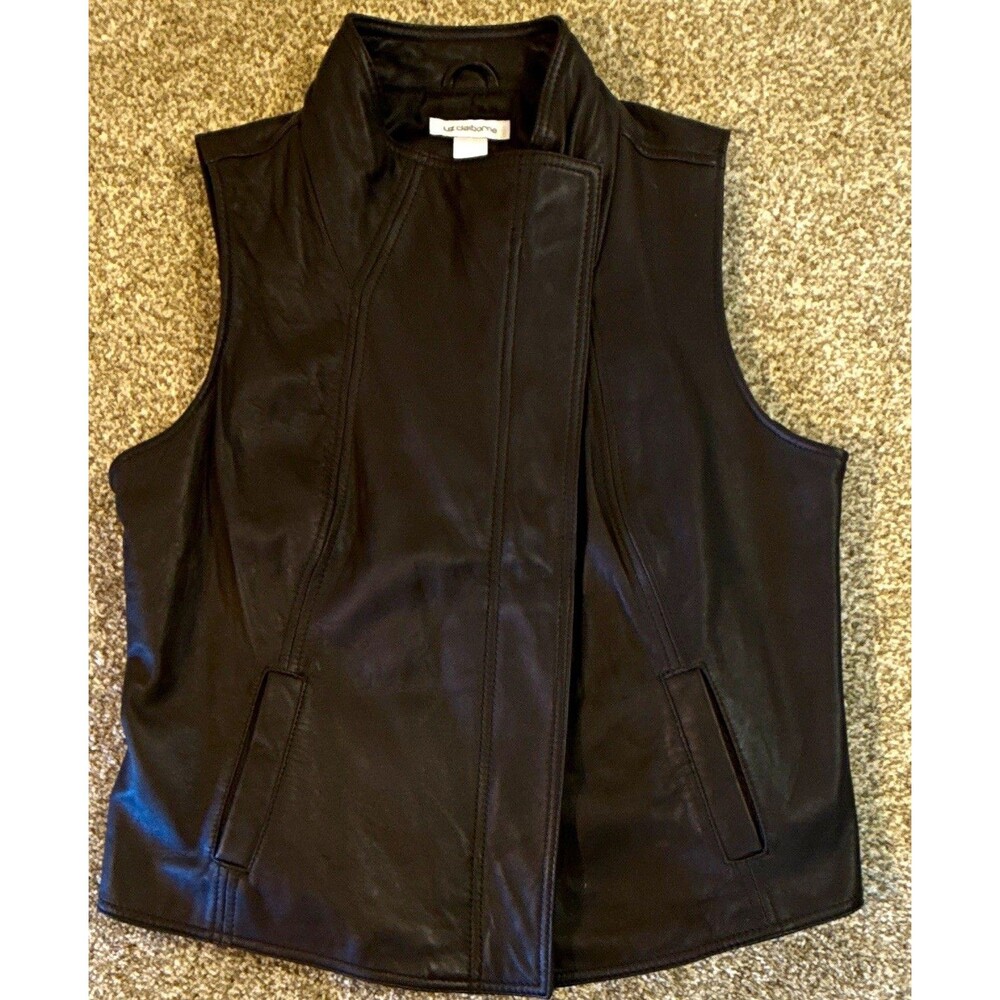Liz Claiborne Women’s XL Genuine Lambskin Leather Vest Brown Zip Front